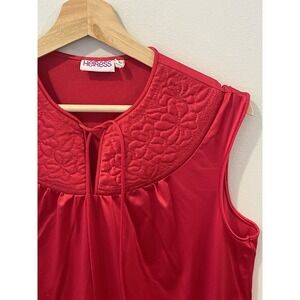 Vintage 80s Heiress Nightgown Nylon Red Maxi Long Sleeveless Coquette USA Medium
